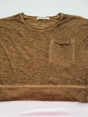 Free People We The Free Cropped Tee Medium Brown Slouchy Boxy Pocket Top Boho